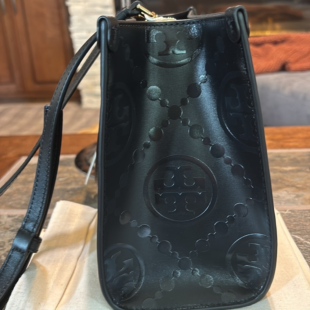 Tory Burch T Monogram Top-Handle Embossed Tote - Picture 7 of 10